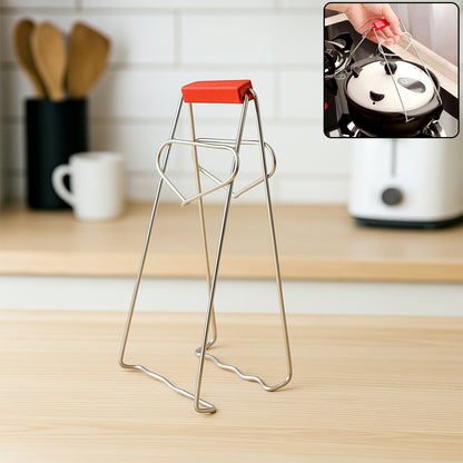 Heavy-duty stainless steel kitchen dish and bowl gripper tong by Wukusy, designed for easy handling of plates and vessels.