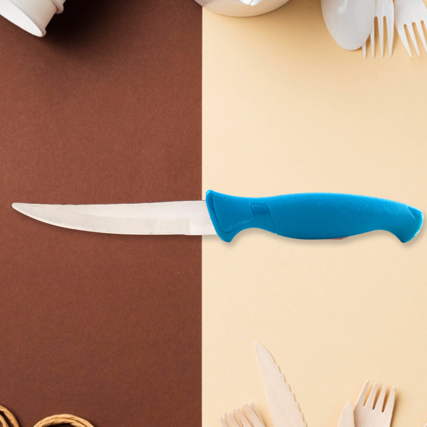 Heavy-duty stainless steel kitchen knife with ergonomic handle by Wukusy, ideal for slicing and chopping in home kitchens.