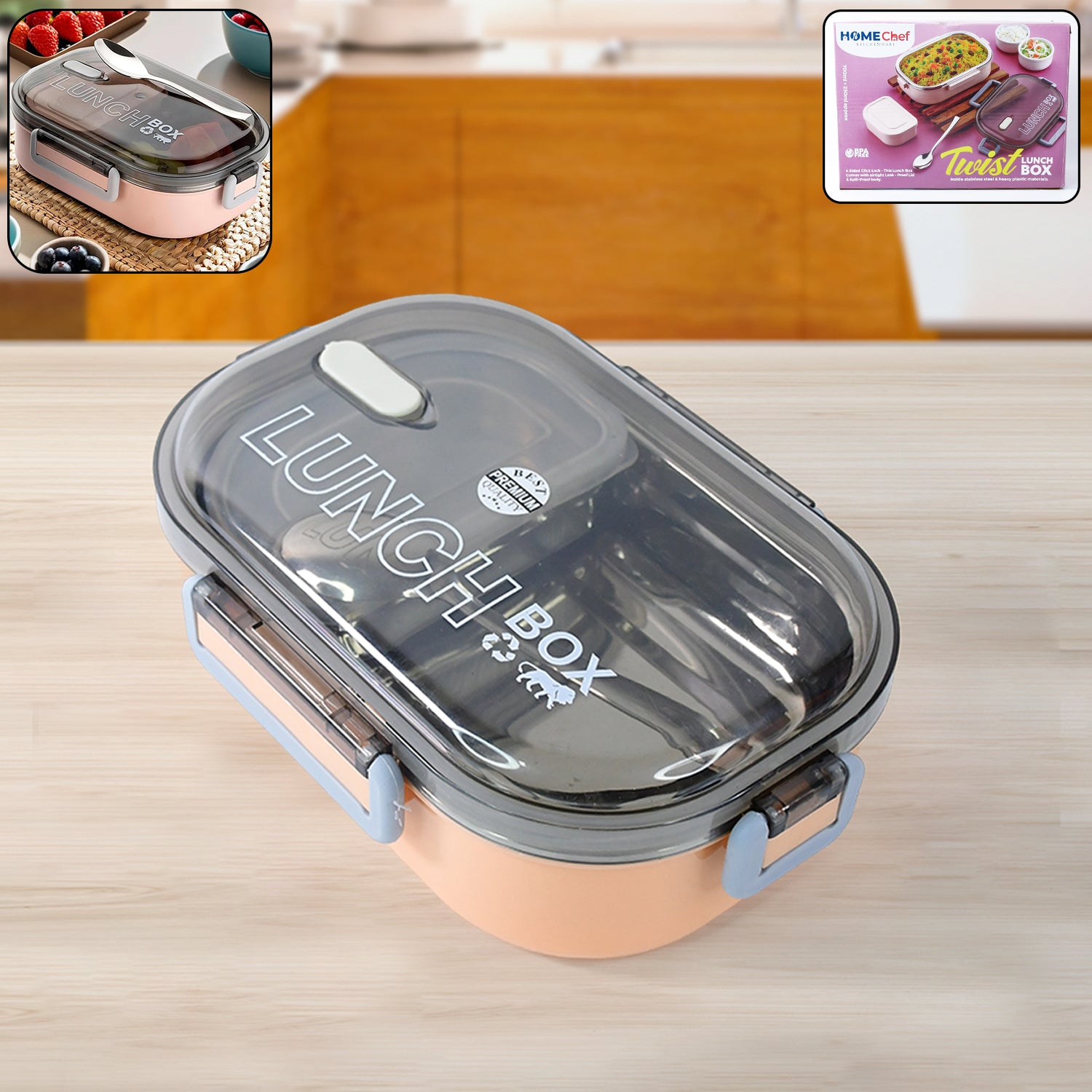 Wukusy Home Chef Premium Leak-proof Lunch Box for home and kitchen use, featuring a secure, compact design for packed lunches.