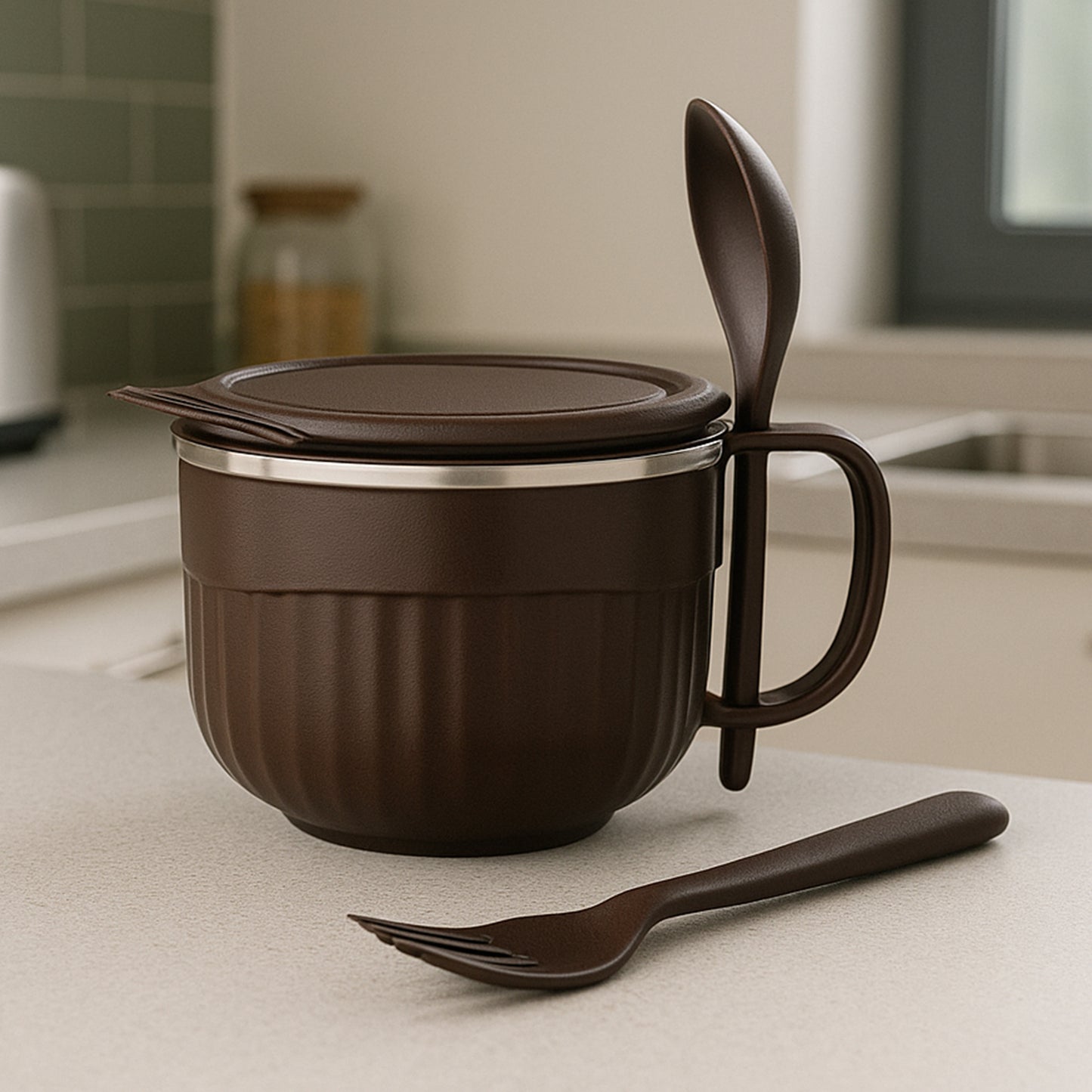 Wukusy Home Chef Tangy Twist insulated lunch bowl, 650ml capacity, with a vibrant design and secure lid for keeping meals fresh.