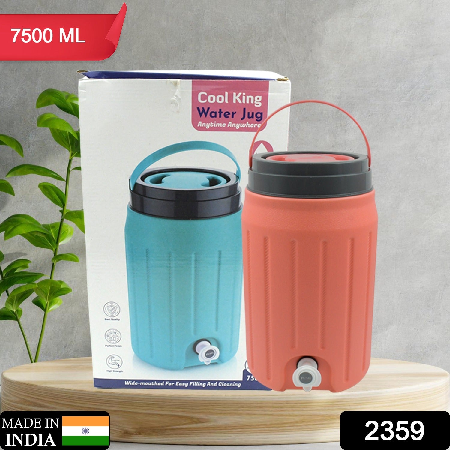 Wukusy insulated plastic water rover jug with sturdy handle and tap, available in 2500ml, 7500ml, and 12000ml sizes for home or travel.