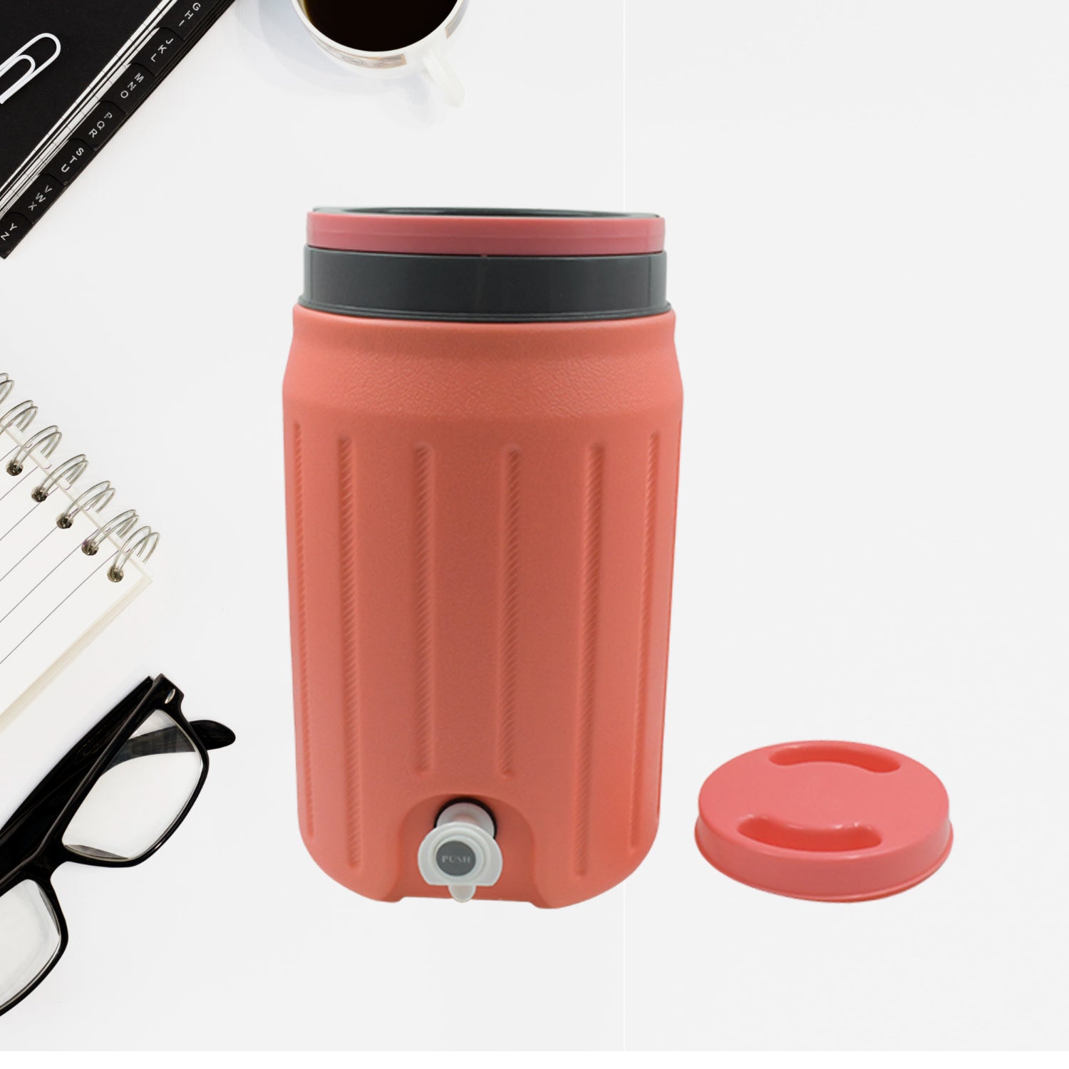 Wukusy insulated plastic water jug with sturdy handle and tap, available in 2500ml, 7500ml, and 12000ml sizes for home and travel.