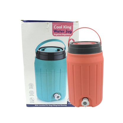 Wukusy insulated plastic water jug with sturdy handle and tap, available in 2500ml, 7500ml, and 12000ml for home and travel use.