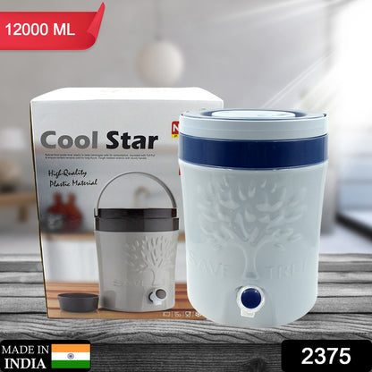 Wukusy insulated plastic water jug with sturdy handle and tap, available in 2500ml, 7500ml, and 12000ml for home or travel use.