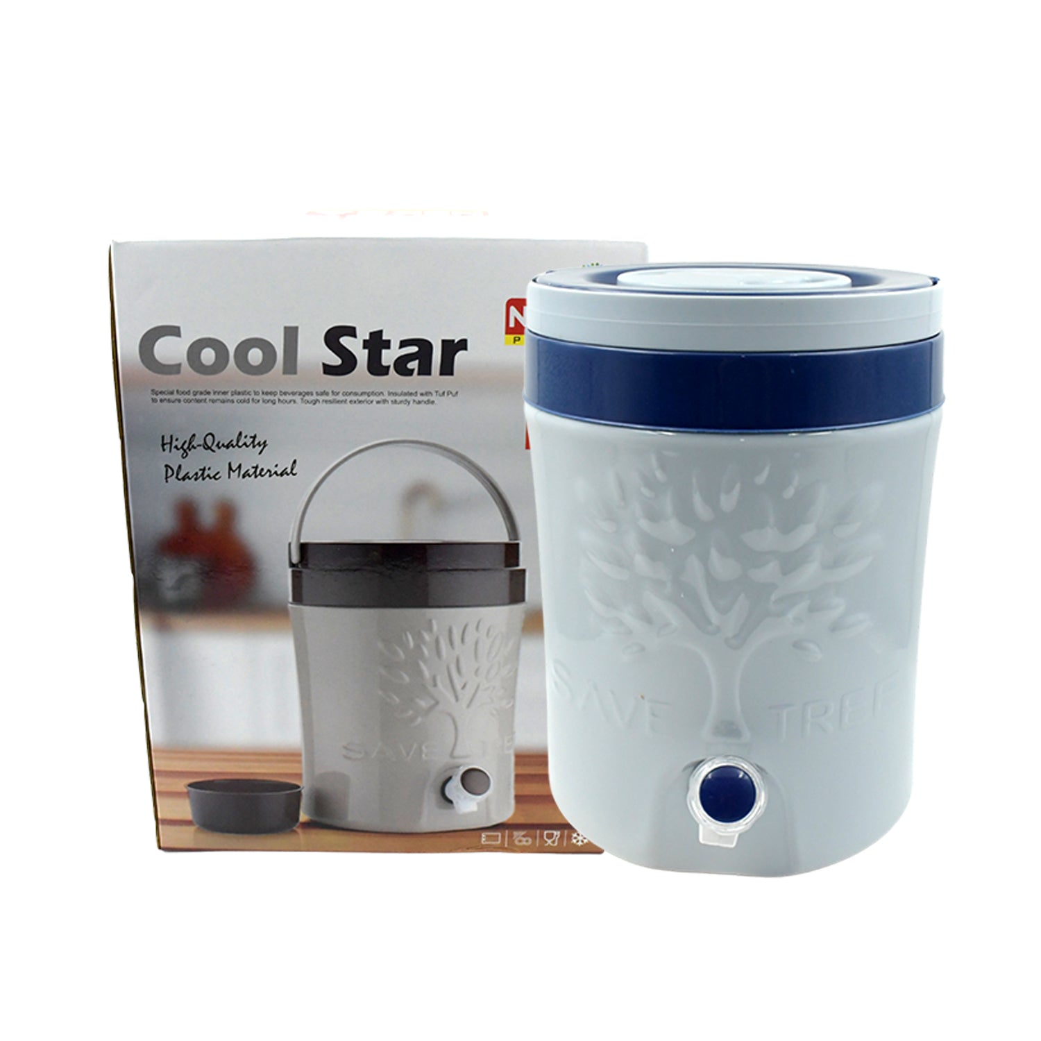 Wukusy insulated plastic water jug with sturdy handle and tap, available in 2500ml, 7500ml, and 12000ml sizes for home or travel.