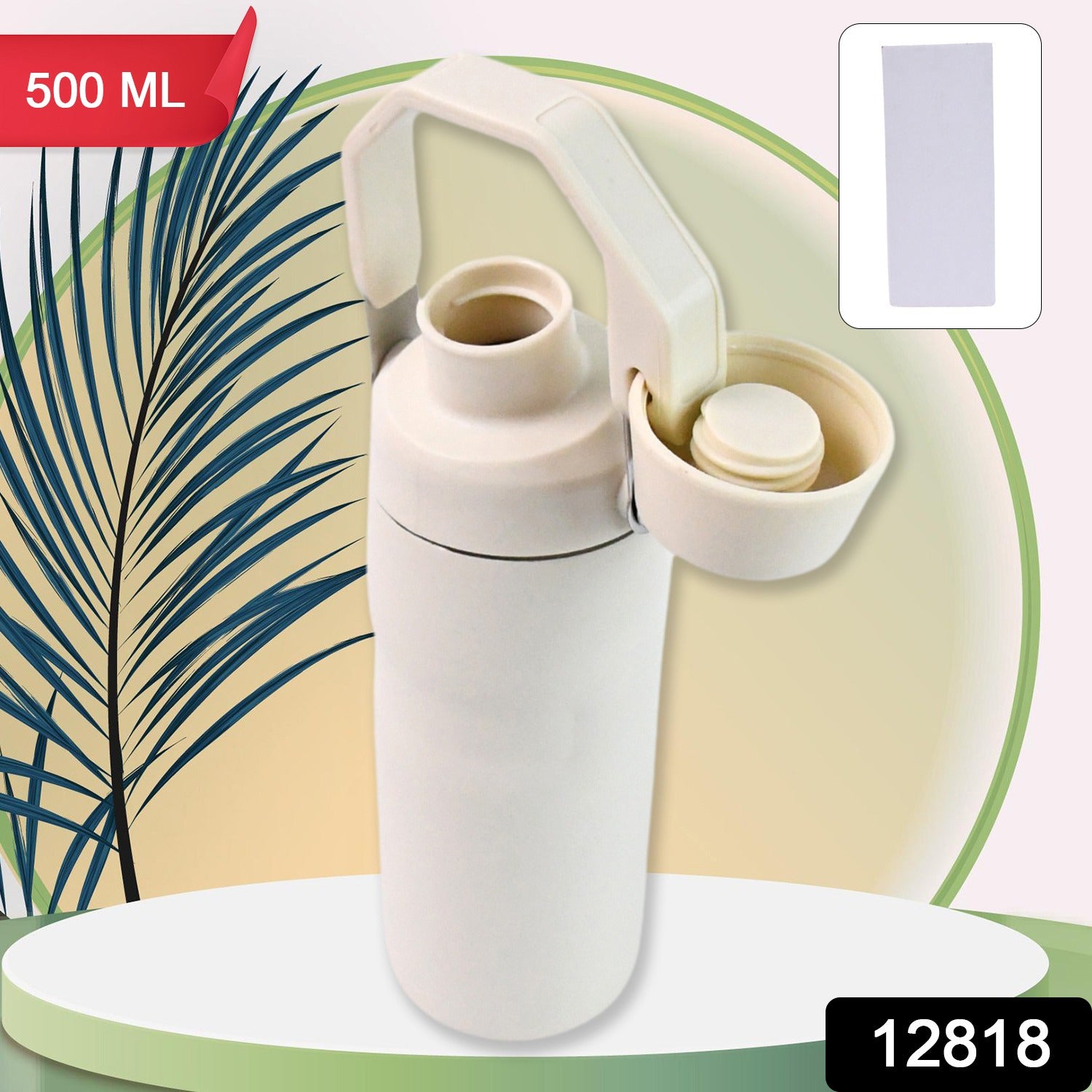 Wukusy insulated stainless steel water bottle, 500 ml, with a sleek design and leak-proof lid for home and kitchen use.