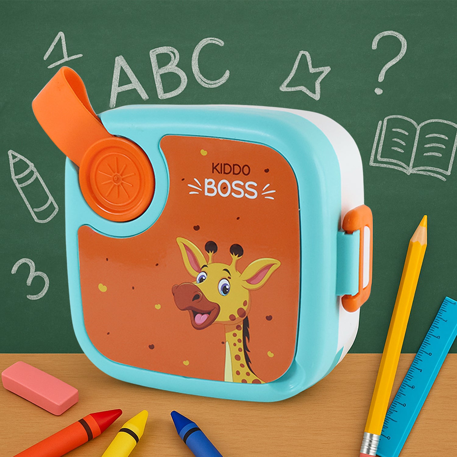 Kids Cartoon Lunch Box set by Wukusy, colorful plastic lunch containers featuring playful cartoon designs for children.