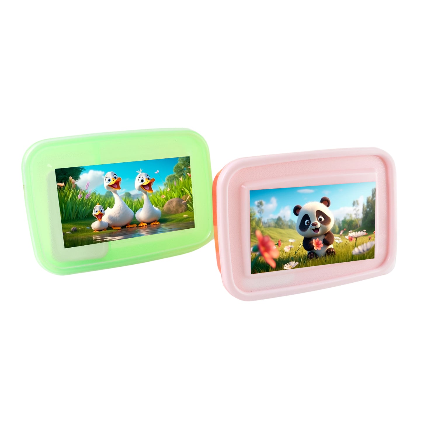 Kids cartoon printed lunch box set by Wukusy, featuring colorful mix design for children’s home and kitchen use.