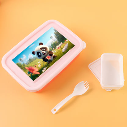 Kids cartoon printed lunch box set by Wukusy, featuring colorful, fun designs for children’s lunch storage.
