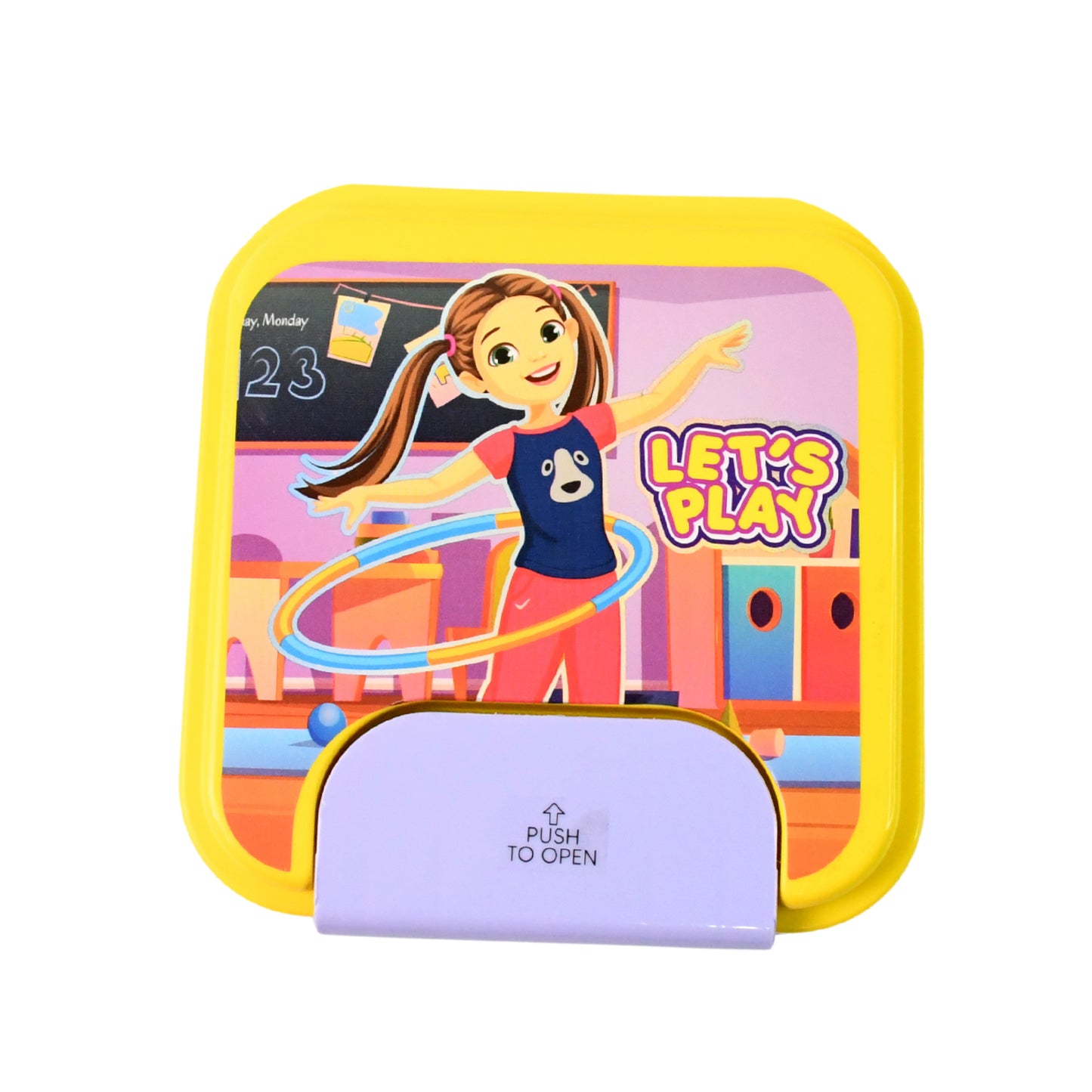 Kids lunch box set by Wukusy with small inner container, spoon, and fork, ideal for school lunches and portable meal storage.