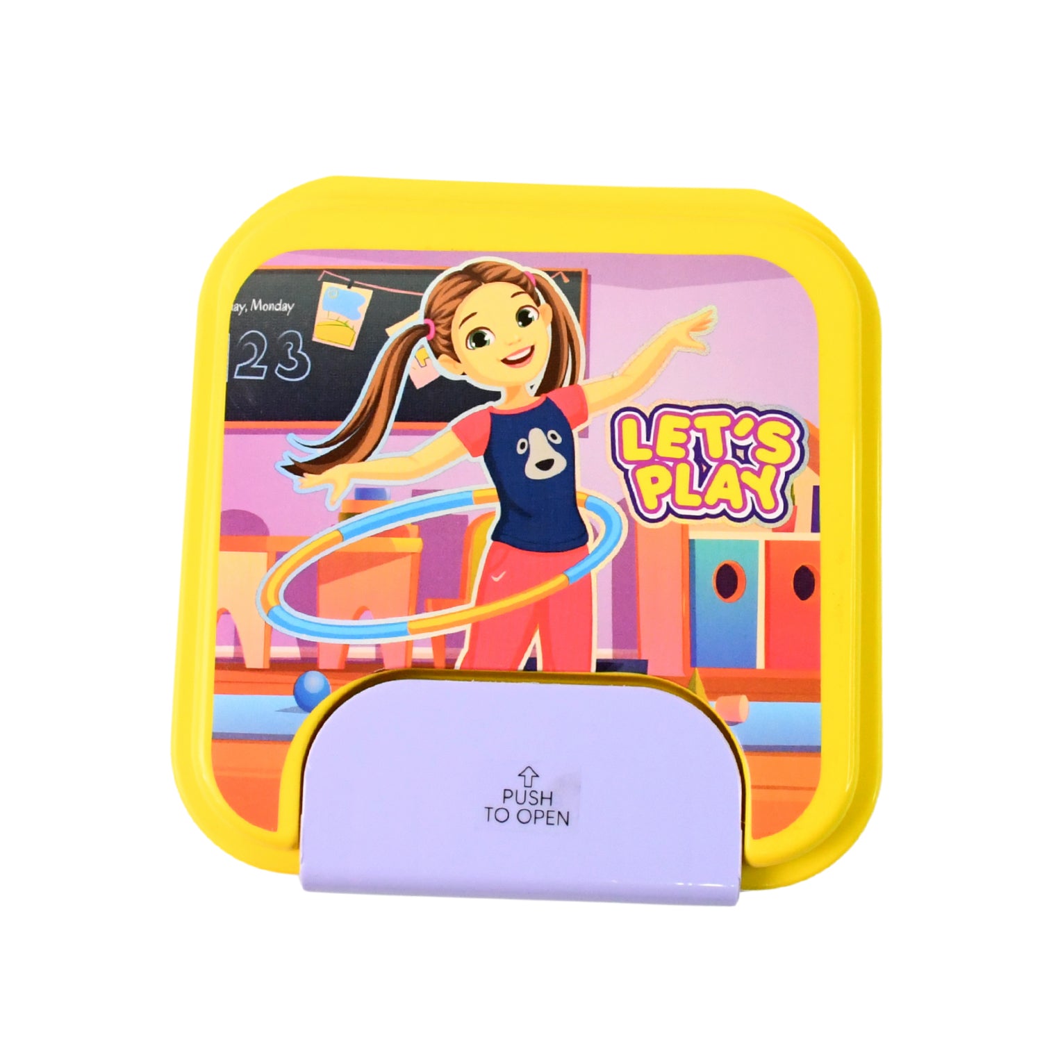 Kids lunch box set by Wukusy with small inner container, spoon, and fork, ideal for school lunches and portable meal storage.