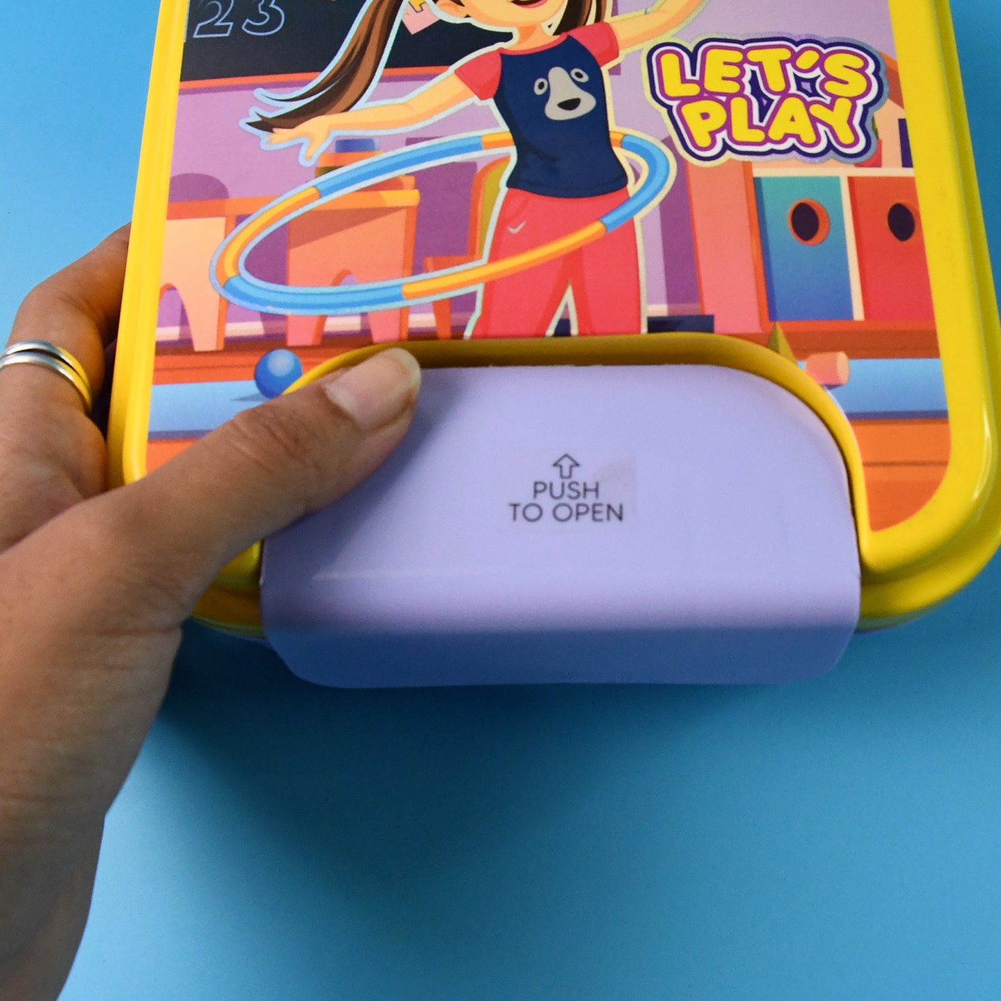 Wukusy kids lunch box set with small inner container, spoon, and fork for children, ideal for school meals and snacks.