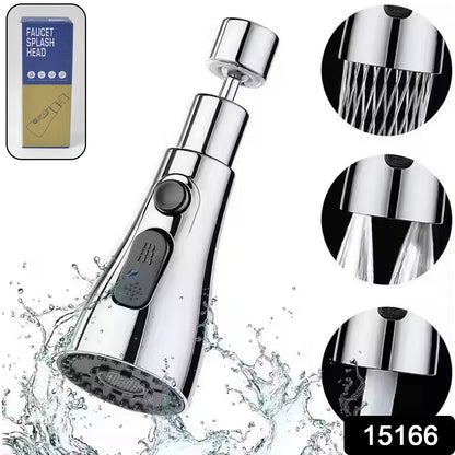 Wukusy kitchen faucet with 3-function pull-down sink sprayer, modern design, installed on a kitchen sink with water flowing.