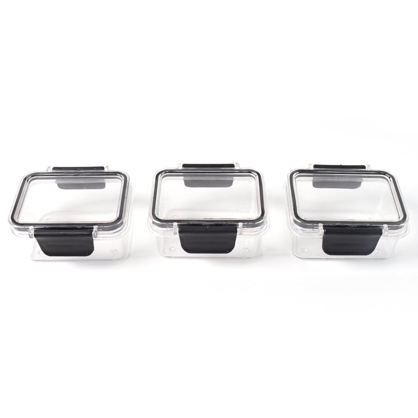 Set of three Wukusy kitchen storage containers with air seal lock lids, 250 ml capacity, ideal for secure food storage.