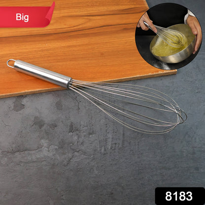 Large stainless steel balloon whisk by Wukusy, heavy-duty kitchen tool, 30cm for mixing and whipping in the home kitchen.