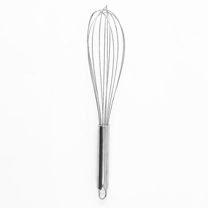 Large stainless steel balloon whisk by Wukusy, 30cm heavy-duty kitchen tool for mixing and whisking in home cooking.
