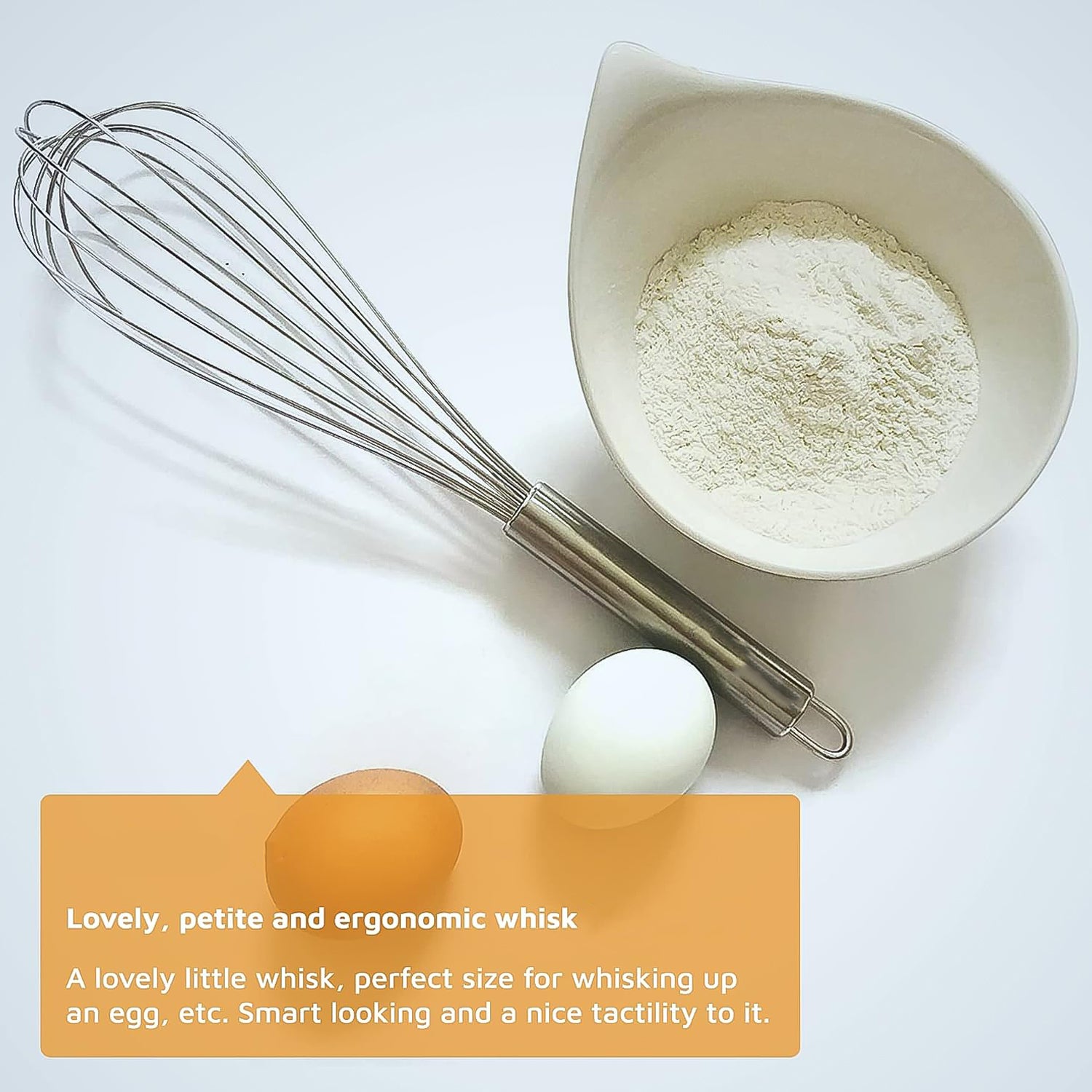 Heavy-duty Wukusy stainless steel balloon whisk, 30cm, ideal for mixing and whipping in kitchen, durable kitchen tool.