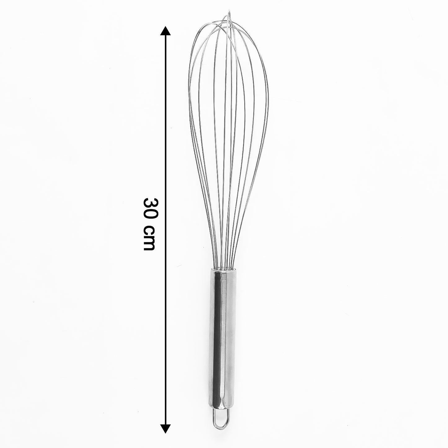 Large stainless steel balloon whisk by Wukusy, heavy-duty kitchen tool, 30cm for mixing and whisking in home and kitchen use.