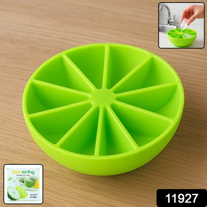 Lemon-shaped flexible silicone ice cube tray with 8 round ice molds for home and kitchen use by Wukusy