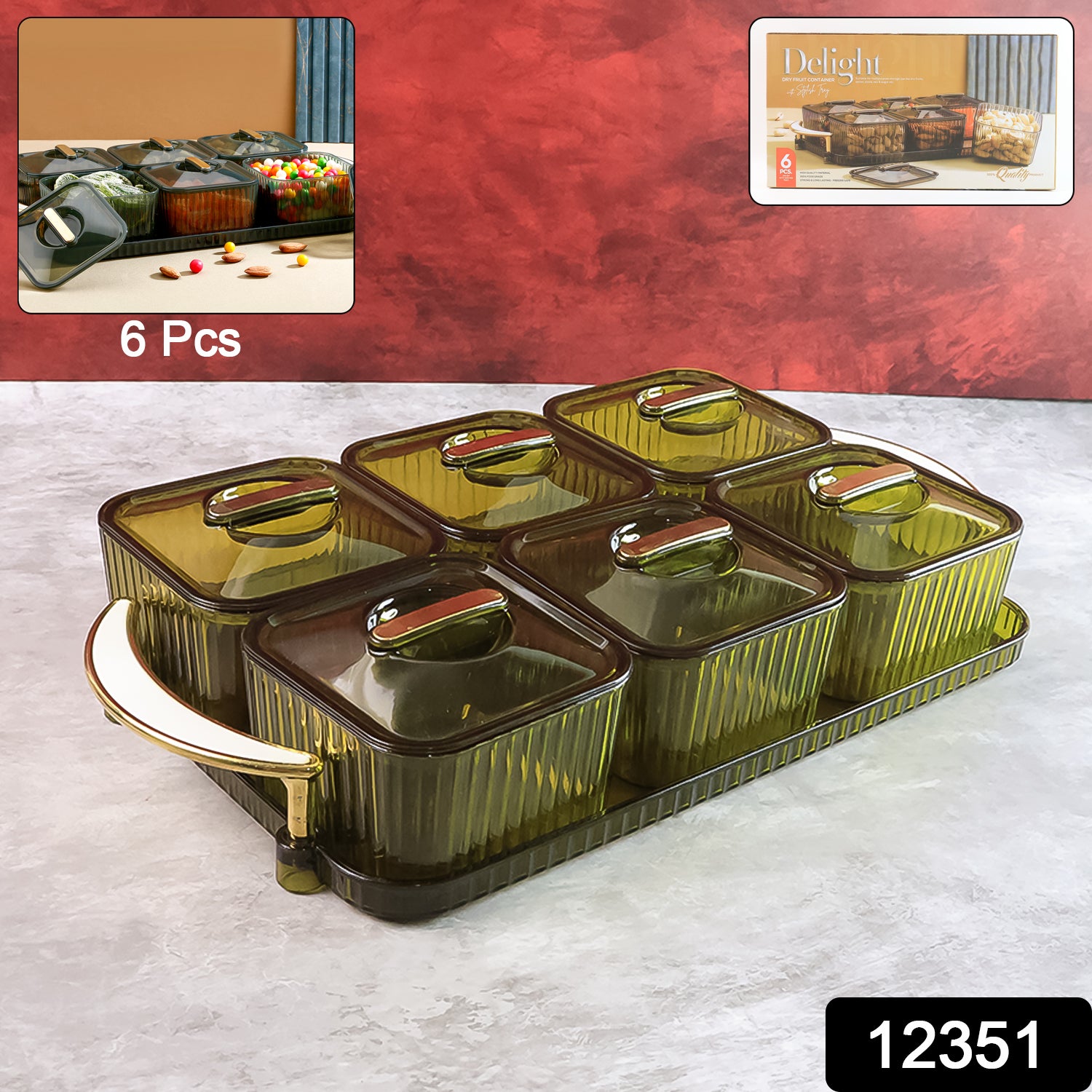 Six transparent Wukusy Liger spice jars with lids and tray, each 400ml, for kitchen storage and spice organization.