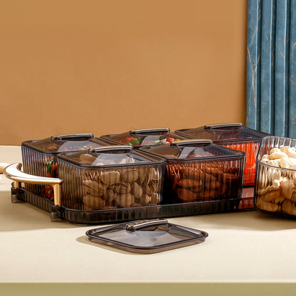 Set of six transparent Wukusy Liger spice jars with lids and tray, each approximately 400ml, for kitchen storage and organization.