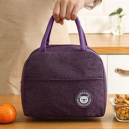 Wukusy insulated lunch box bag for women and men with zipper, featuring a sleek design and thermal interior for food storage.
