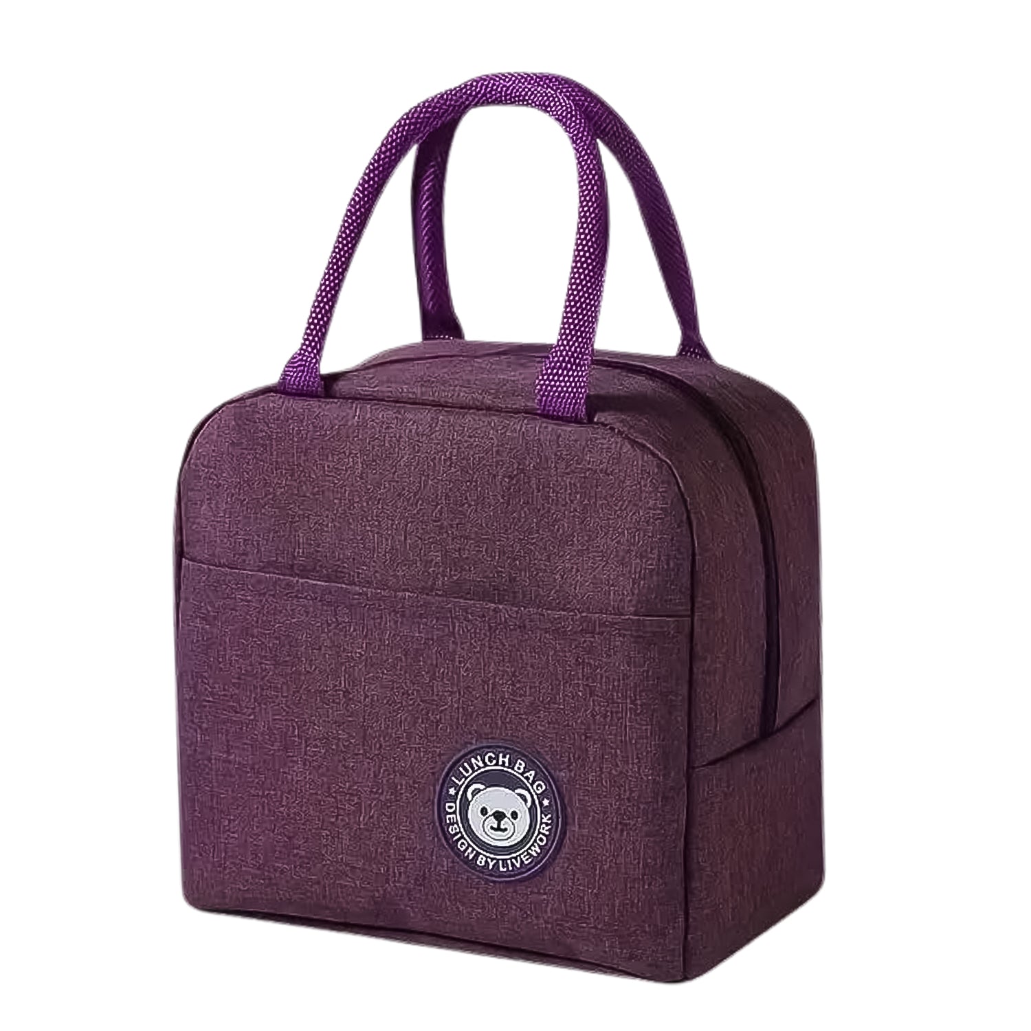 Insulated Wukusy lunch box bag for women and men with zipper, ideal for carrying meals in home and kitchen settings.
