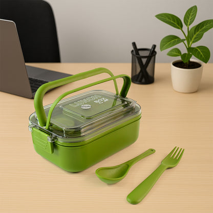 Wukusy Magic Lunch Box with leakproof compartments for storing meals, featuring multiple sections for convenient food separation.