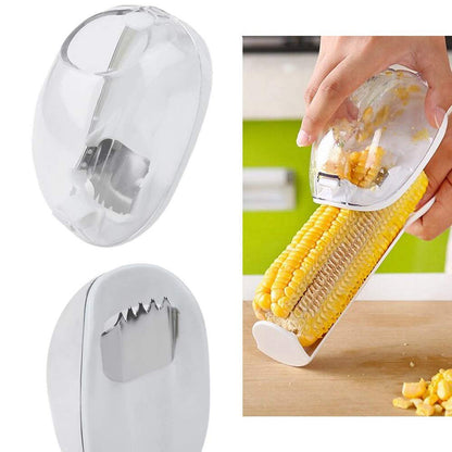 Wukusy Magic Plastic Corn Remover with Steel Blades for home kitchen, kernel stripper tool for removing corn husks and kernels.