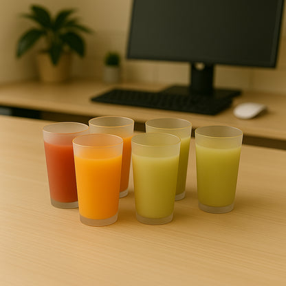 Set of six Wukusy matte finish glass tumblers, approximately 300ml each, for stylish home and kitchen use.