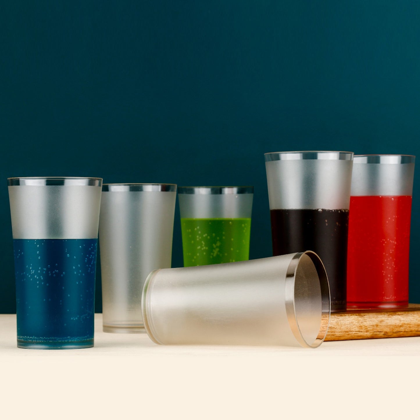 Set of six Wukusy matte finish glass tumblers, approximately 300ml each, ideal for home and kitchen use.