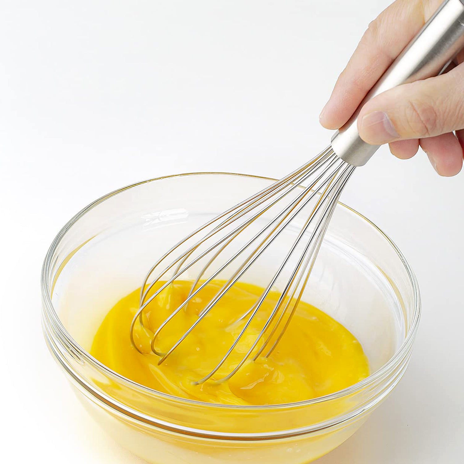 Medium stainless steel balloon whisk from Wukusy, 24cm, ideal for mixing and whisking in home and kitchen tasks.