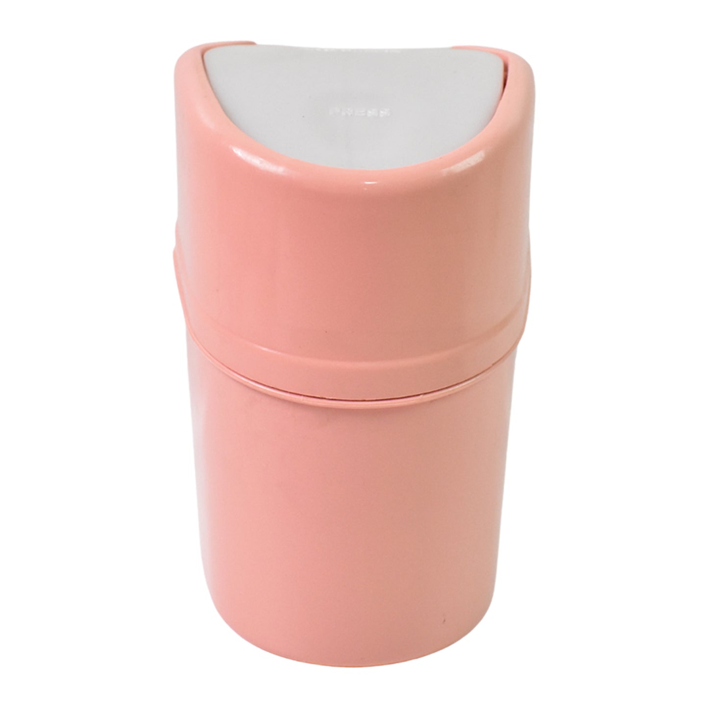Wukusy mini plastic trash can with lid for home and kitchen use, compact garbage bin for waste disposal.