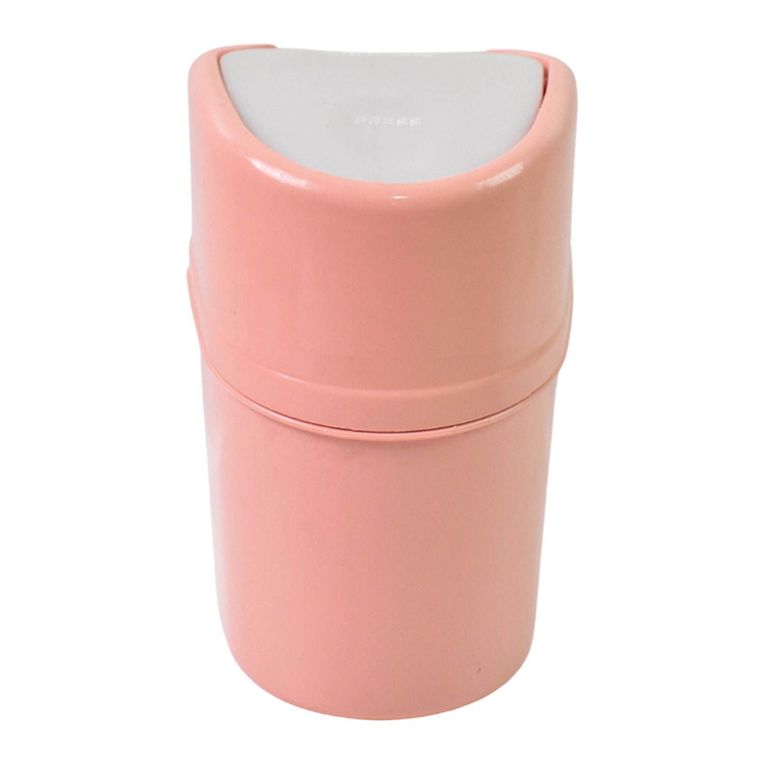 Wukusy mini plastic trash can with lid for home and kitchen use, compact garbage bin for waste disposal.