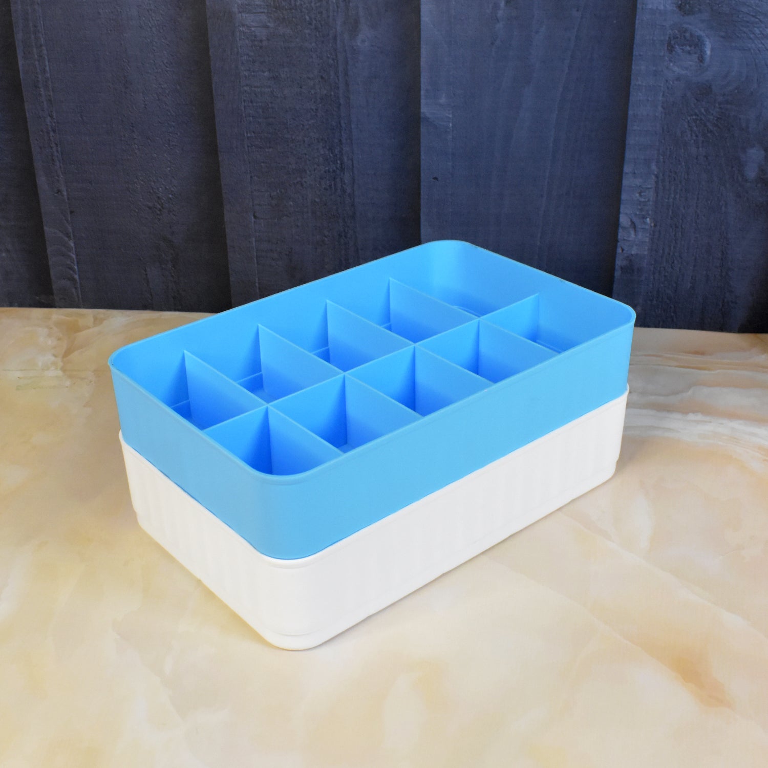 Wukusy 2-pack multi-function desktop drawer storage boxes with 10-grid compartments for organizing underwear and socks.