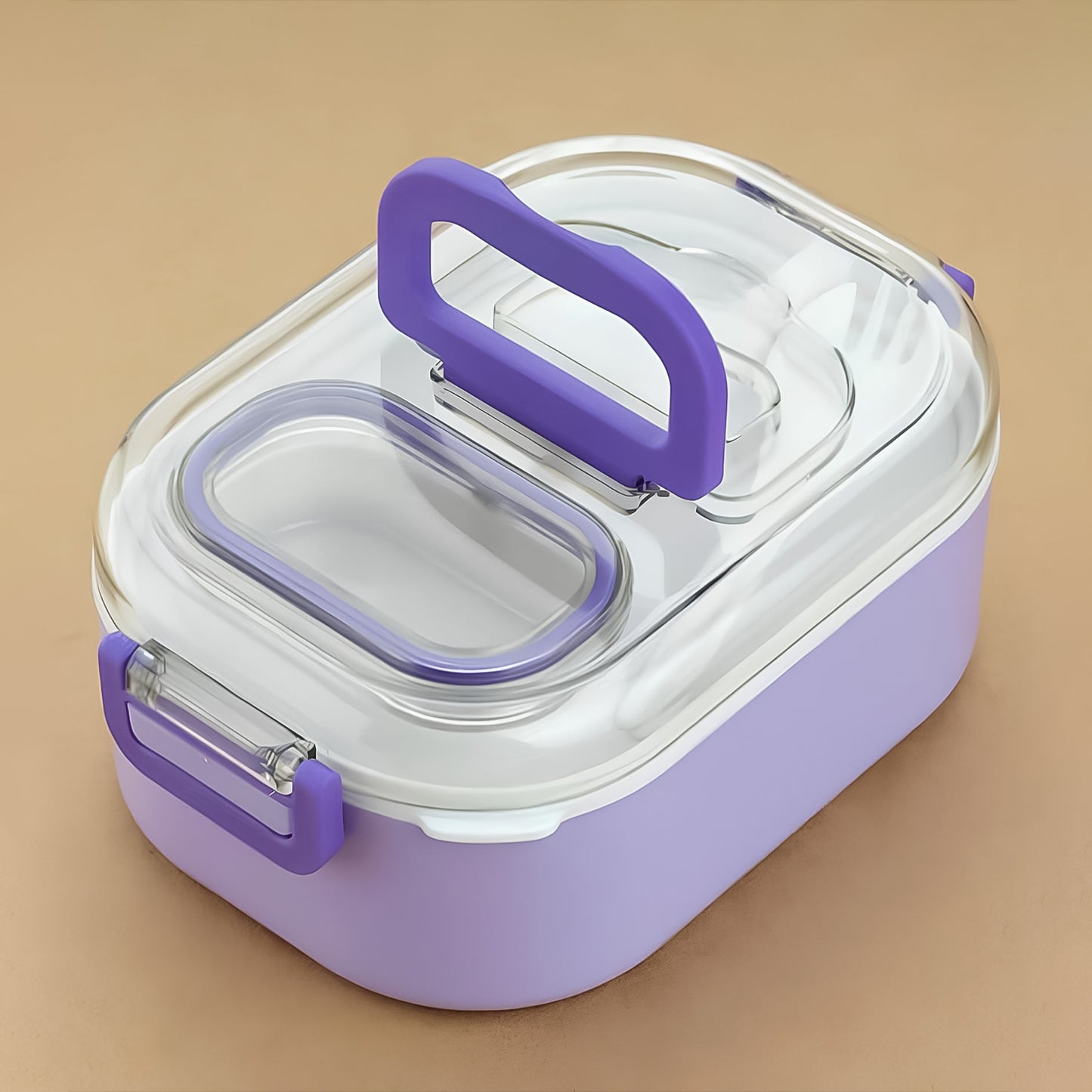 Wukusy multi-functional leakproof lunch box with cutlery and tumbler for home and kitchen use, featuring secure compartments and stylish design.