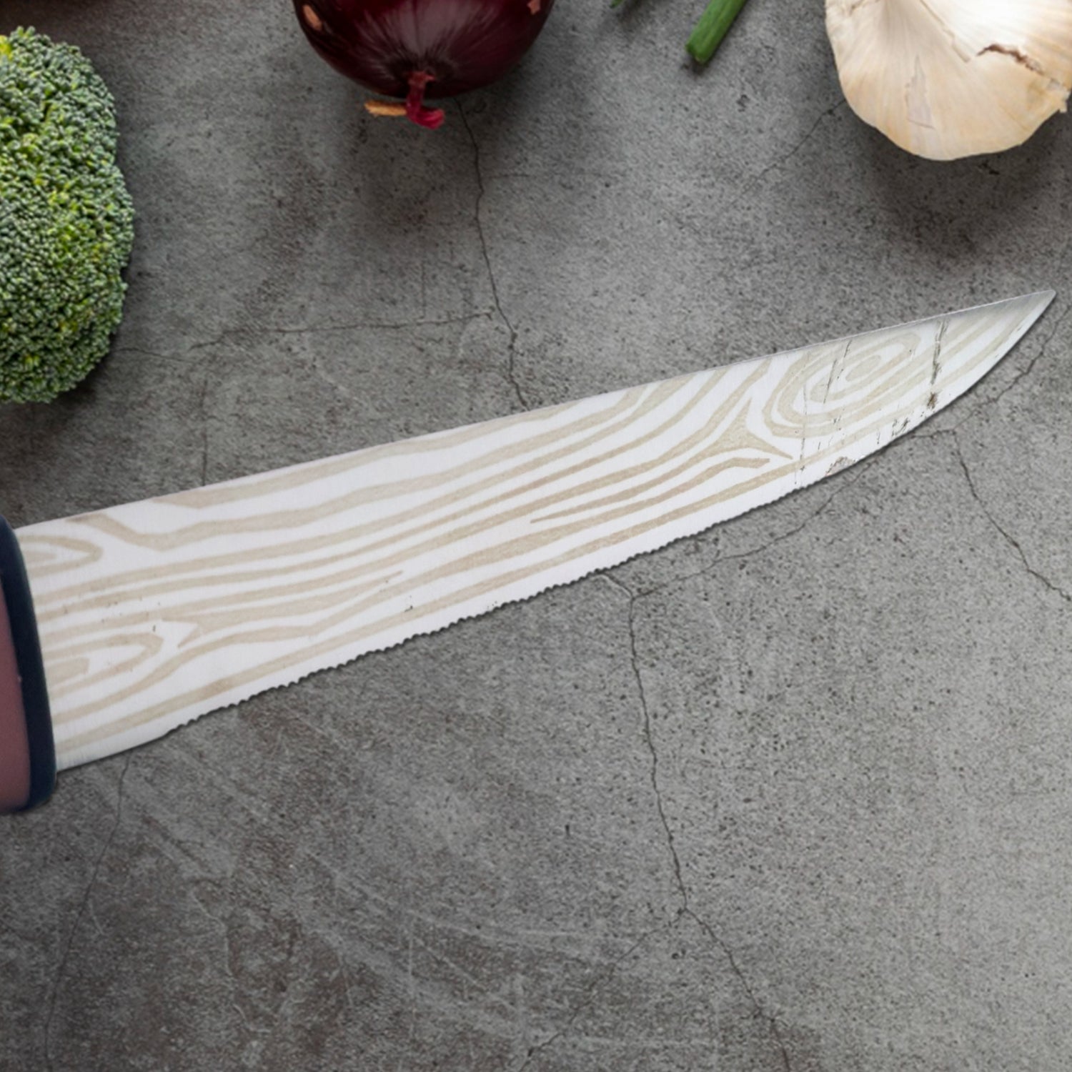Wukusy multi-purpose stainless steel kitchen cutting knife, 1 piece, with ergonomic handle for versatile food prep and slicing tasks.