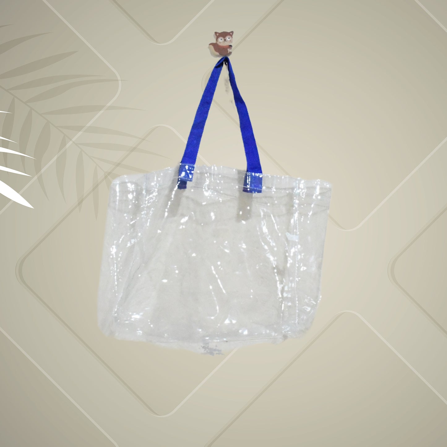 Wukusy multifunction transparent handle bag for home and kitchen use, showing clear plastic with sturdy handle and spacious interior.