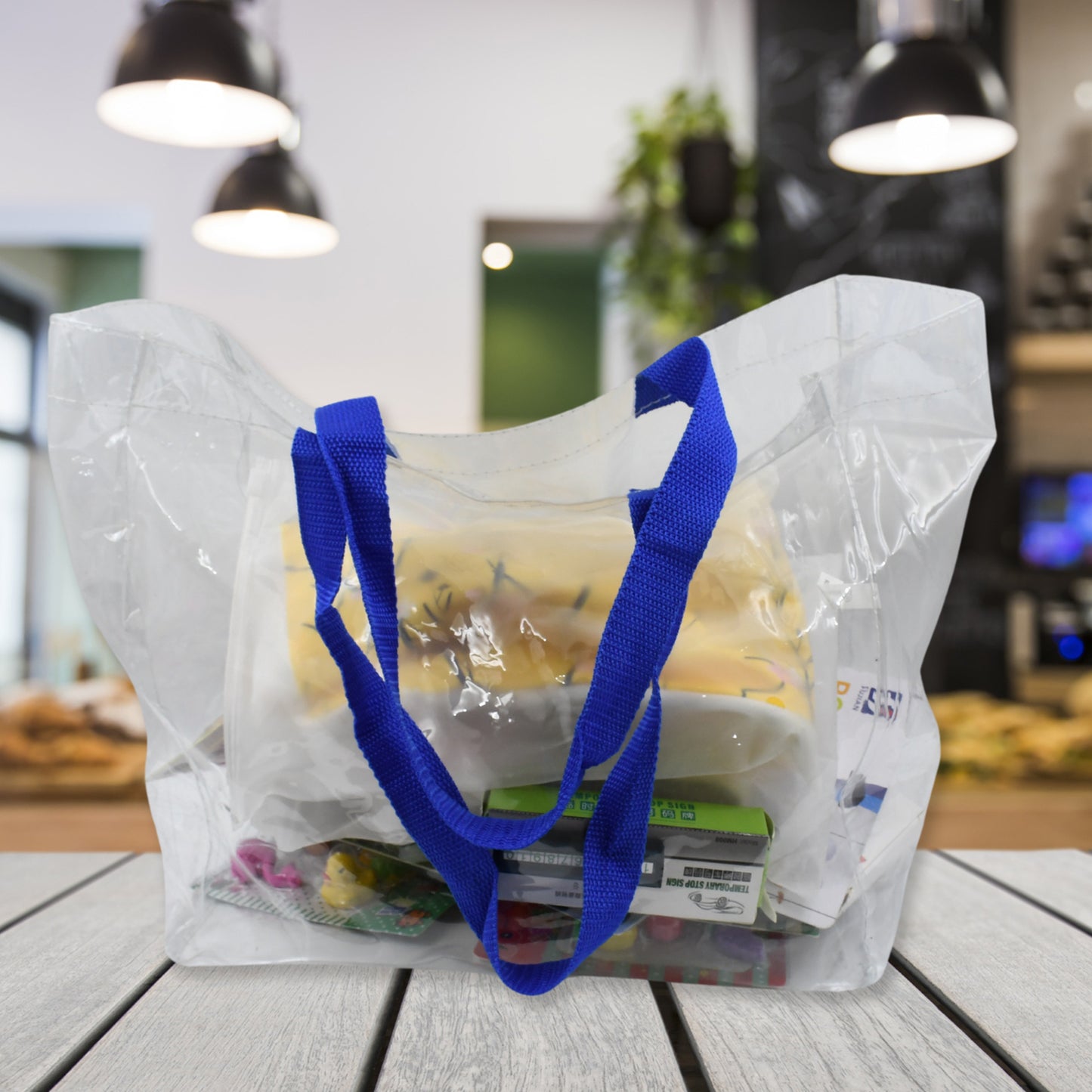 Wukusy multifunction transparent handle bag for home and kitchen use, 453014 cm, single piece, clear plastic storage bag