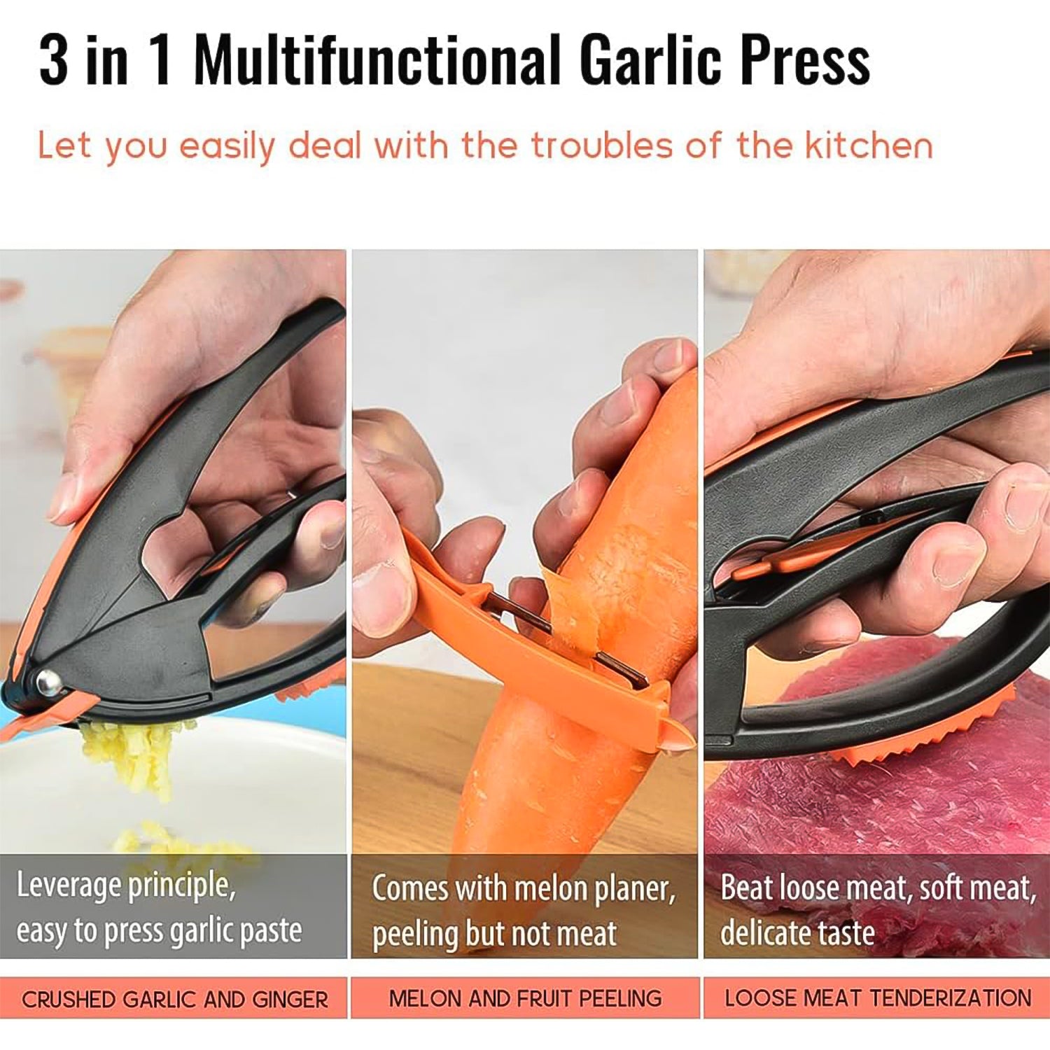 Wukusy multifunctional garlic press and mincing tool for crushing garlic, ideal for home and kitchen use.