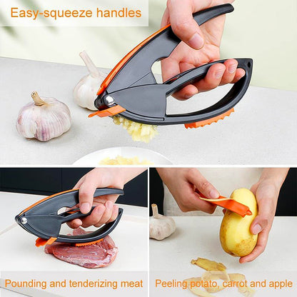 Wukusy multifunctional garlic press and mincing tool for crushing garlic easily in the home kitchen.