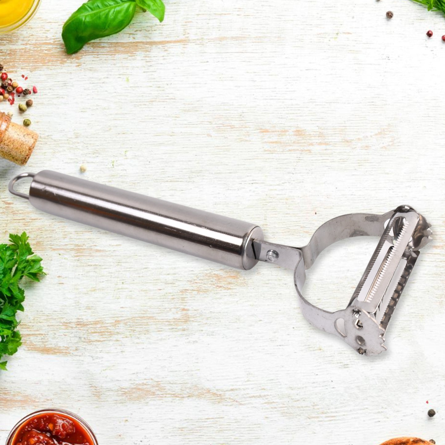 Wukusy 5-piece multifunctional peeler and grater set for kitchen, including fruit peelers and household gadgets for food prep.