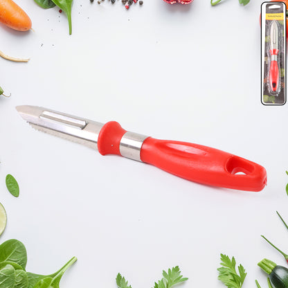 Wukusy 2-in-1 stainless steel knife peeler for versatile kitchen prep, with a sleek ergonomic design and sharp peeling blade.