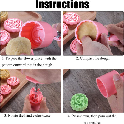Wukusy multipurpose cookie and biscuit stamp mold set with press handle for home baking, featuring various decorative designs.