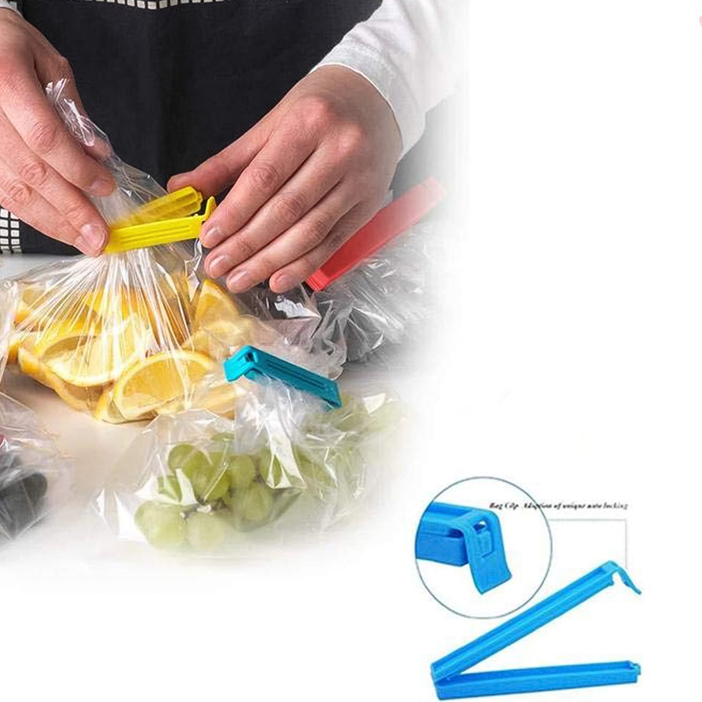Set of 18 Wukusy multipurpose plastic pouch sealer clips for sealing food pouches and storage bags in home and kitchen use.