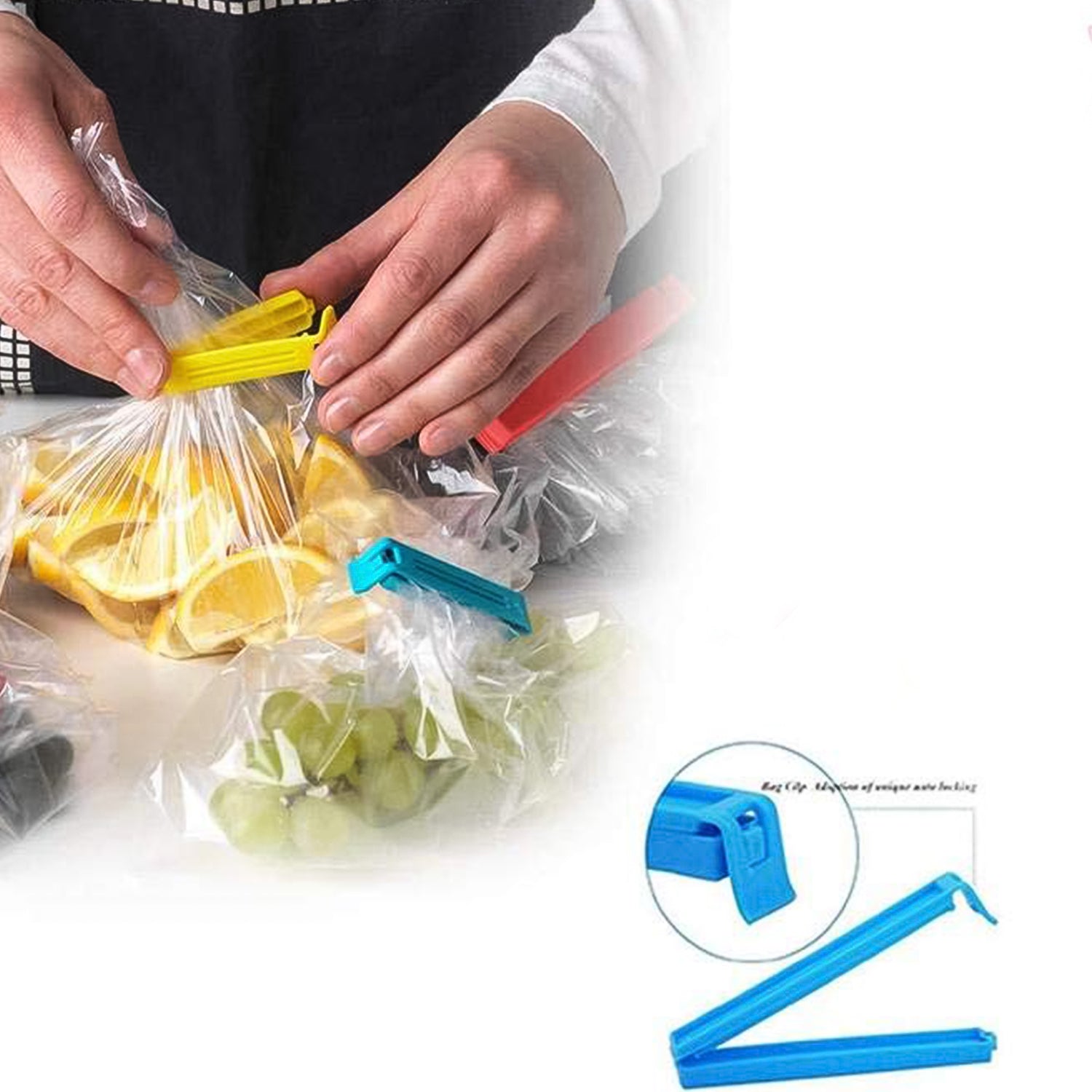 Set of 18 Wukusy multipurpose plastic pouch sealer clips for sealing food pouches and storage bags in home and kitchen use.