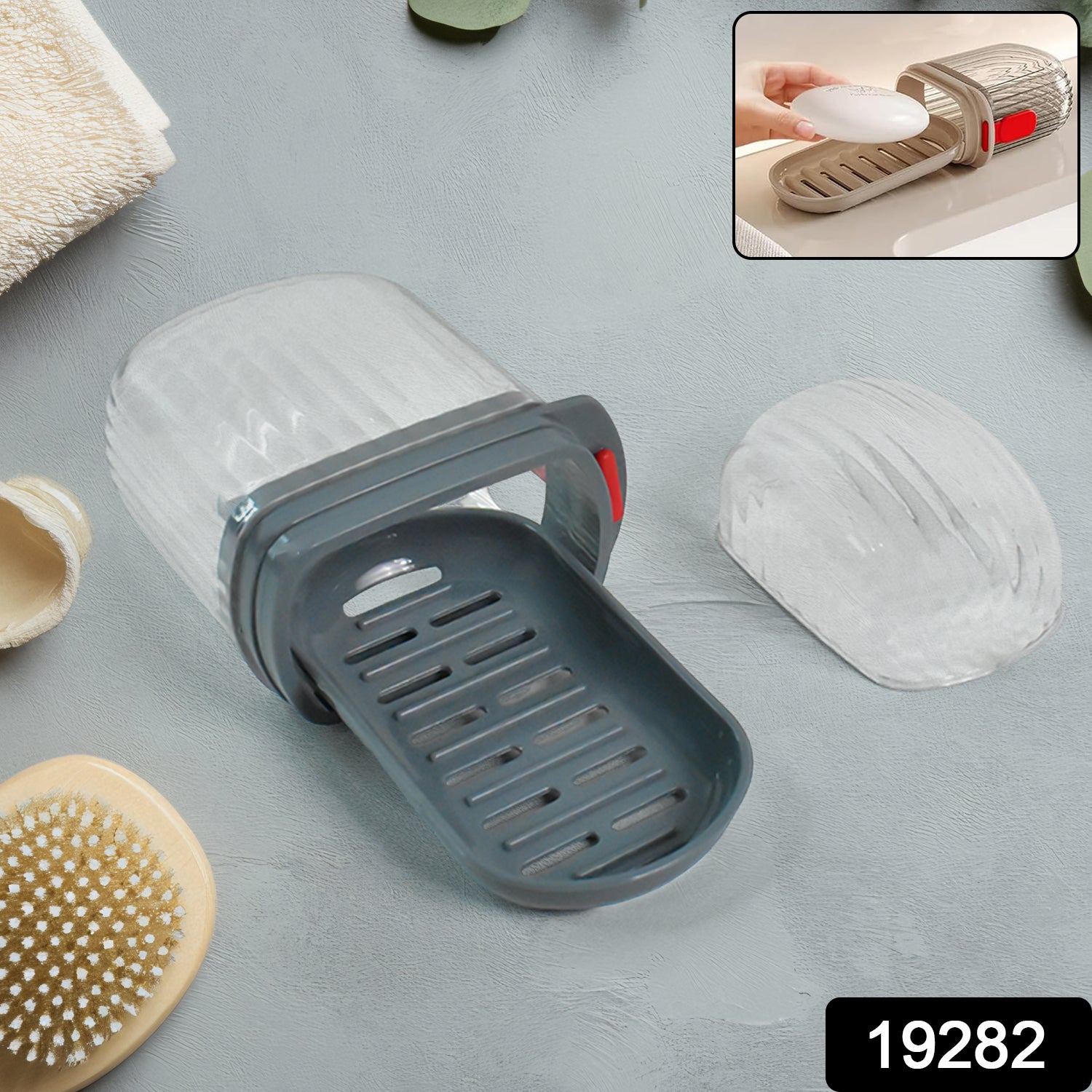 Wukusy multipurpose soap box holder with transparent dust-proof lid for kitchen and bathroom use.