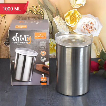 Wukusy stainless steel airtight container with transparent lid, 1000 ml capacity, ideal for kitchen storage and organization.