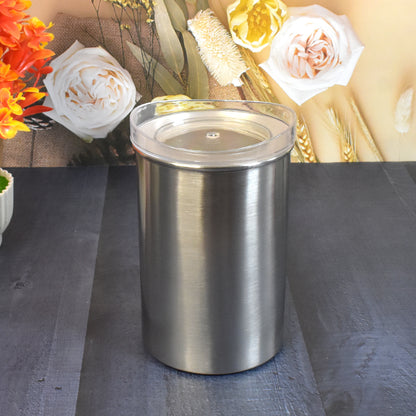 Wukusy stainless steel airtight container with see-through lid, 1000ml, ideal for kitchen storage and organization.