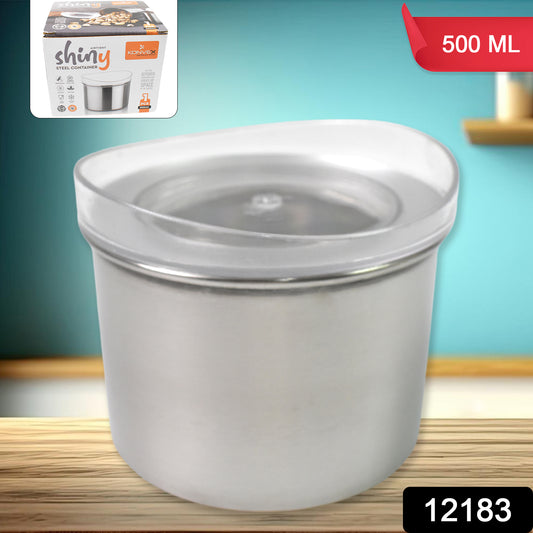 Wukusy stainless steel airtight container with see-through lid, 500ml, for kitchen storage and organization.